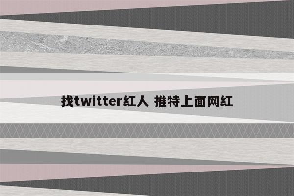 找twitter红人 推特上面网红