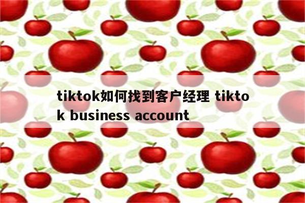 tiktok如何找到客户经理 tiktok business account