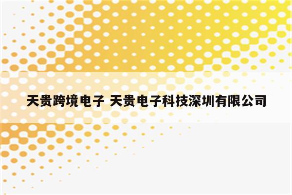 天贵跨境电子 天贵电子科技深圳有限公司