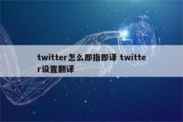 twitter怎么即指即译 twitter设置翻译