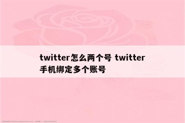 twitter怎么两个号 twitter手机绑定多个账号