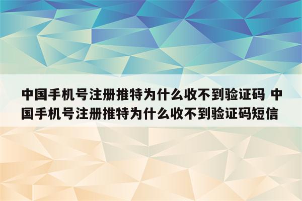 中国手机号注册推特为什么收不到验证码 中国手机号注册推特为什么收不到验证码短信