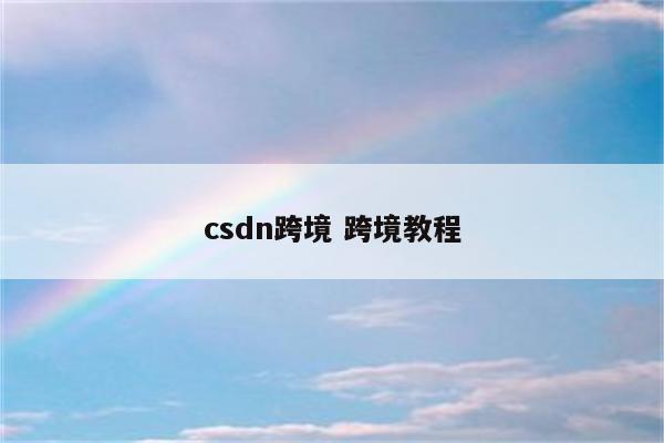 csdn跨境 跨境教程