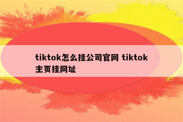 tiktok怎么挂公司官网 tiktok主页挂网址