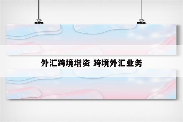 外汇跨境增资 跨境外汇业务