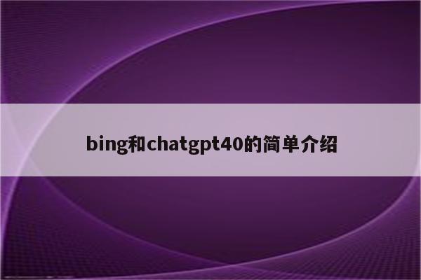 bing和chatgpt40的简单介绍