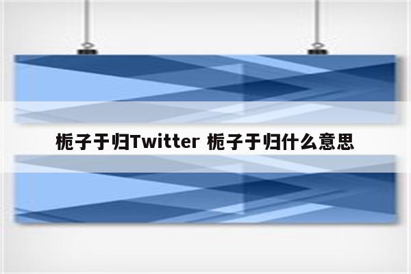 栀子于归Twitter 栀子于归什么意思