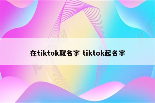 在tiktok取名字 tiktok起名字