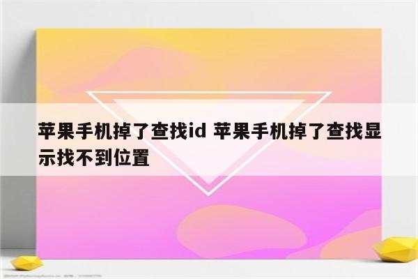 苹果手机掉了查找id 苹果手机掉了查找显示找不到位置