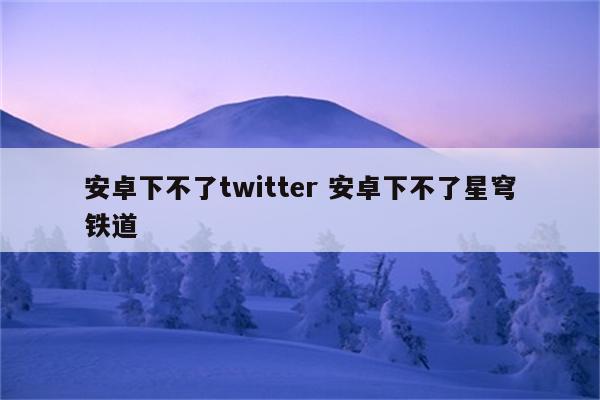 安卓下不了twitter 安卓下不了星穹铁道