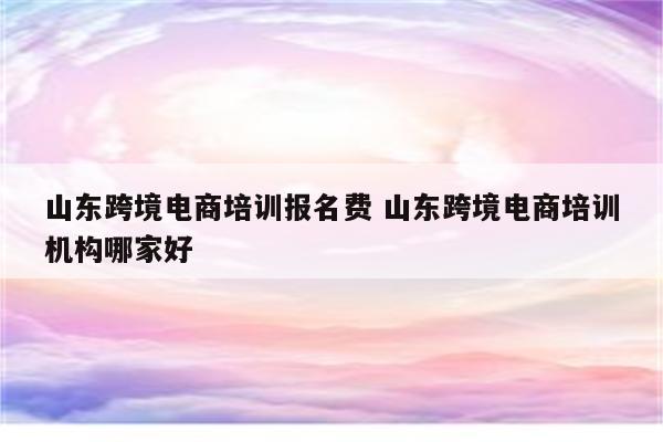 山东跨境电商培训报名费 山东跨境电商培训机构哪家好