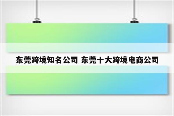 东莞跨境知名公司 东莞十大跨境电商公司