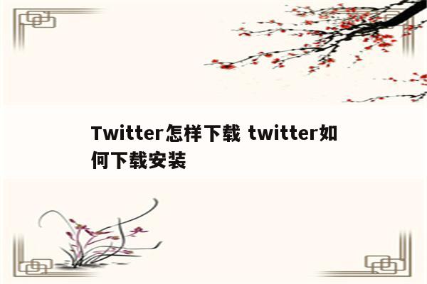 Twitter怎样下载 twitter如何下载安装