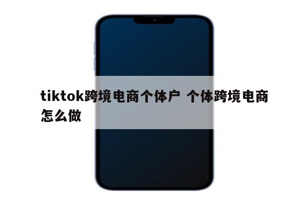 tiktok跨境电商个体户 个体跨境电商怎么做