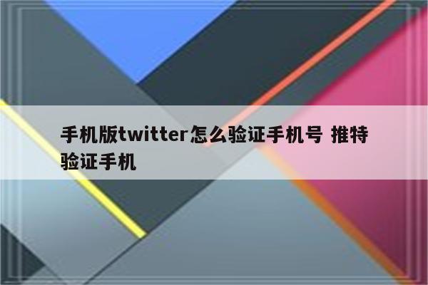 手机版twitter怎么验证手机号 推特验证手机