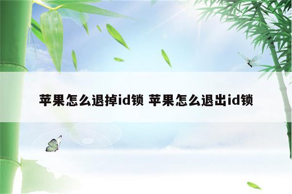 苹果怎么退掉id锁 苹果怎么退出id锁