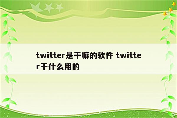 twitter是干嘛的软件 twitter干什么用的