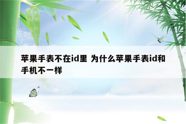 苹果手表不在id里 为什么苹果手表id和手机不一样