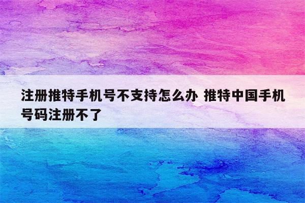 注册推特手机号不支持怎么办 推特中国手机号码注册不了