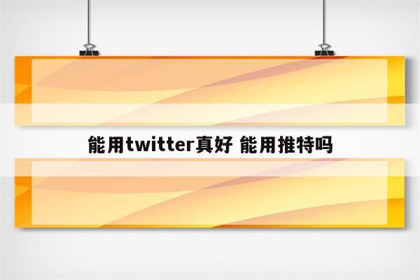 能用twitter真好 能用推特吗