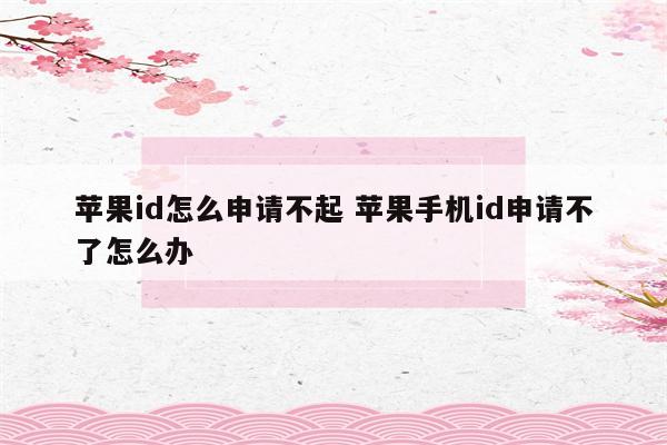 苹果id怎么申请不起 苹果手机id申请不了怎么办