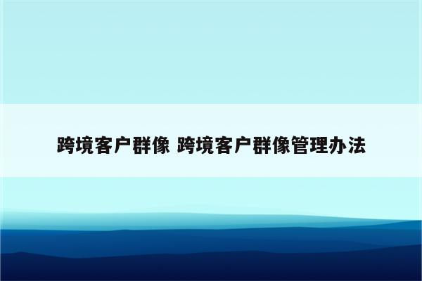 跨境客户群像 跨境客户群像管理办法