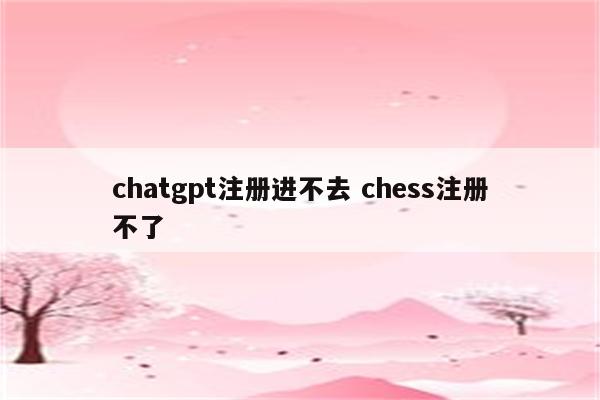 chatgpt注册进不去 chess注册不了