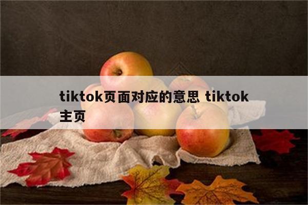 tiktok页面对应的意思 tiktok主页