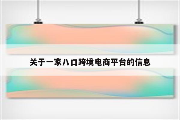 关于一家八口跨境电商平台的信息