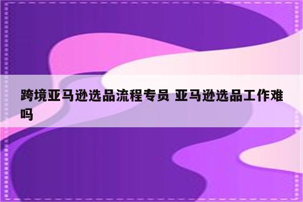 跨境亚马逊选品流程专员 亚马逊选品工作难吗