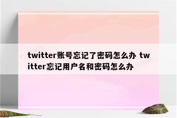 twitter账号忘记了密码怎么办 twitter忘记用户名和密码怎么办