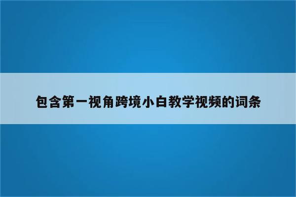 包含第一视角跨境小白教学视频的词条