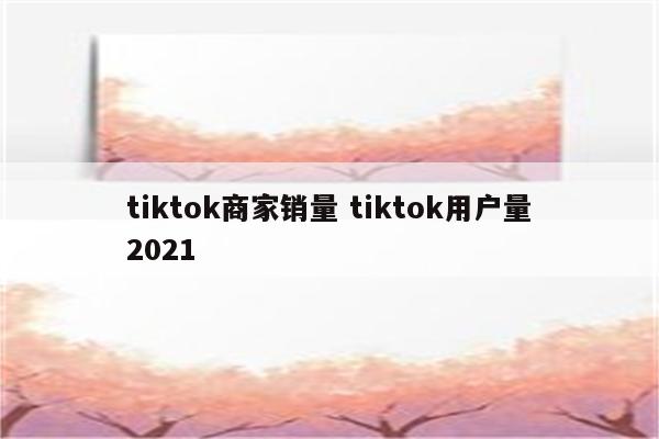 tiktok商家销量 tiktok用户量2021