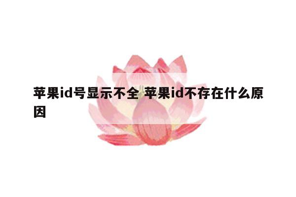 苹果id号显示不全 苹果id不存在什么原因