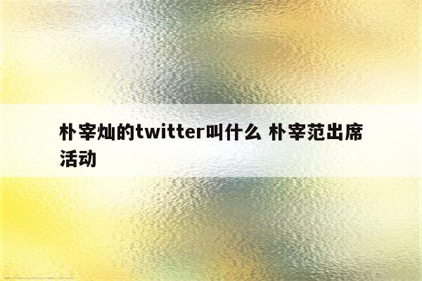 朴宰灿的twitter叫什么 朴宰范出席活动