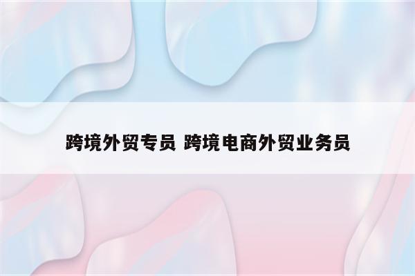 跨境外贸专员 跨境电商外贸业务员