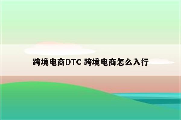 跨境电商DTC 跨境电商怎么入行