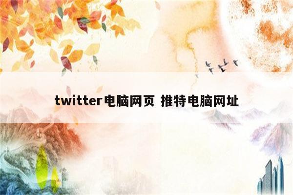 twitter电脑网页 推特电脑网址