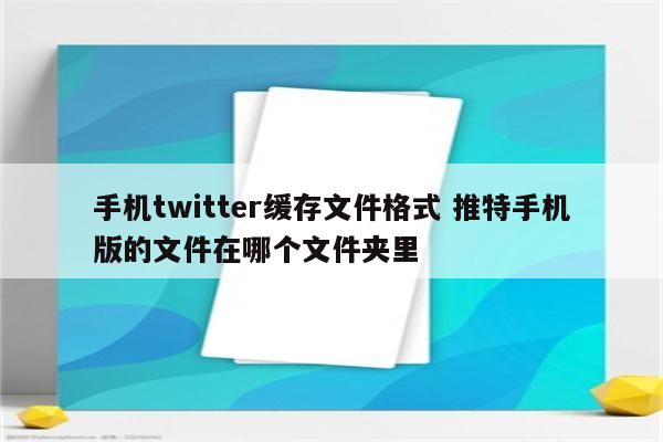 手机twitter缓存文件格式 推特手机版的文件在哪个文件夹里