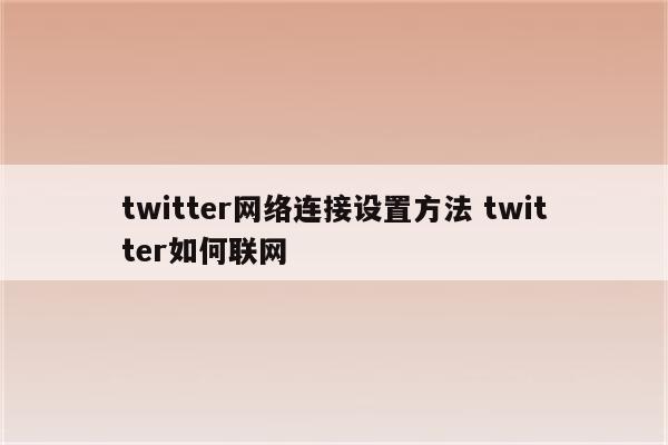 twitter网络连接设置方法 twitter如何联网