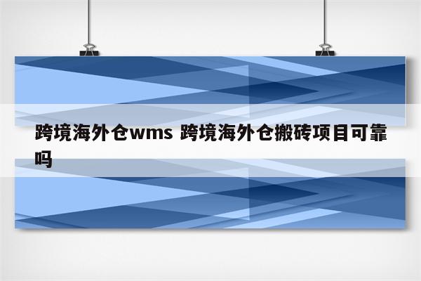 跨境海外仓wms 跨境海外仓搬砖项目可靠吗