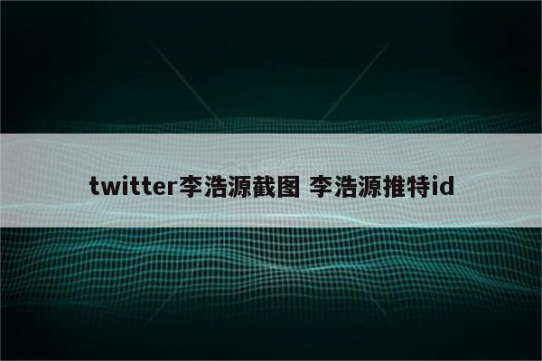 twitter李浩源截图 李浩源推特id