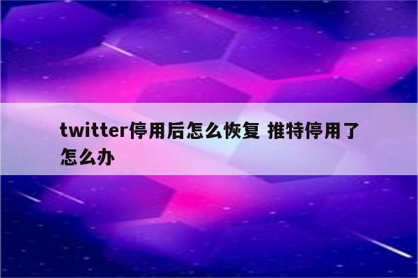 twitter停用后怎么恢复 推特停用了怎么办