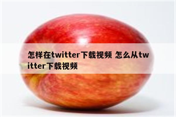 怎样在twitter下载视频 怎么从twitter下载视频