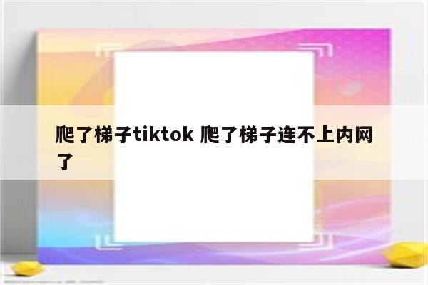 爬了梯子tiktok 爬了梯子连不上内网了