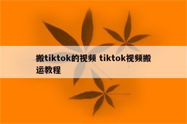 搬tiktok的视频 tiktok视频搬运教程