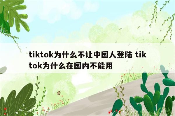 tiktok为什么不让中国人登陆 tiktok为什么在国内不能用