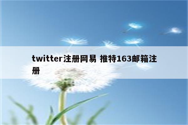 twitter注册网易 推特163邮箱注册