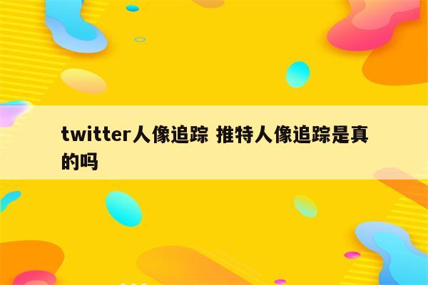 twitter人像追踪 推特人像追踪是真的吗