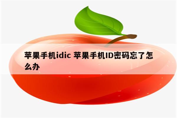 苹果手机idic 苹果手机ID密码忘了怎么办